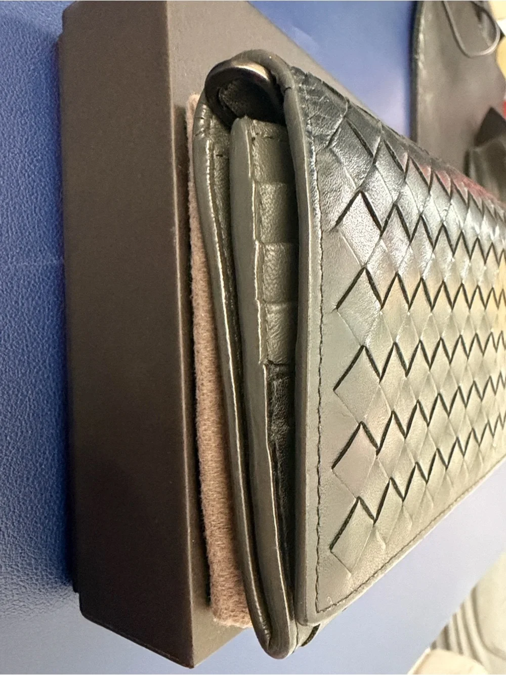Bottega Veneta Black Intrecciato Woven Leather Continental Wallet